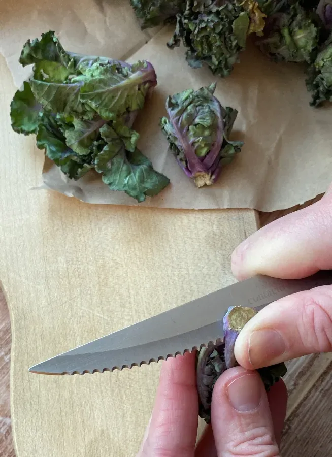 Rohe Flower Sprout® wird mit Messer geschnitten